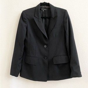 Anne‎ Klein Women Wool Black Blazer Suit Jacket Lined Pocketed Size 12